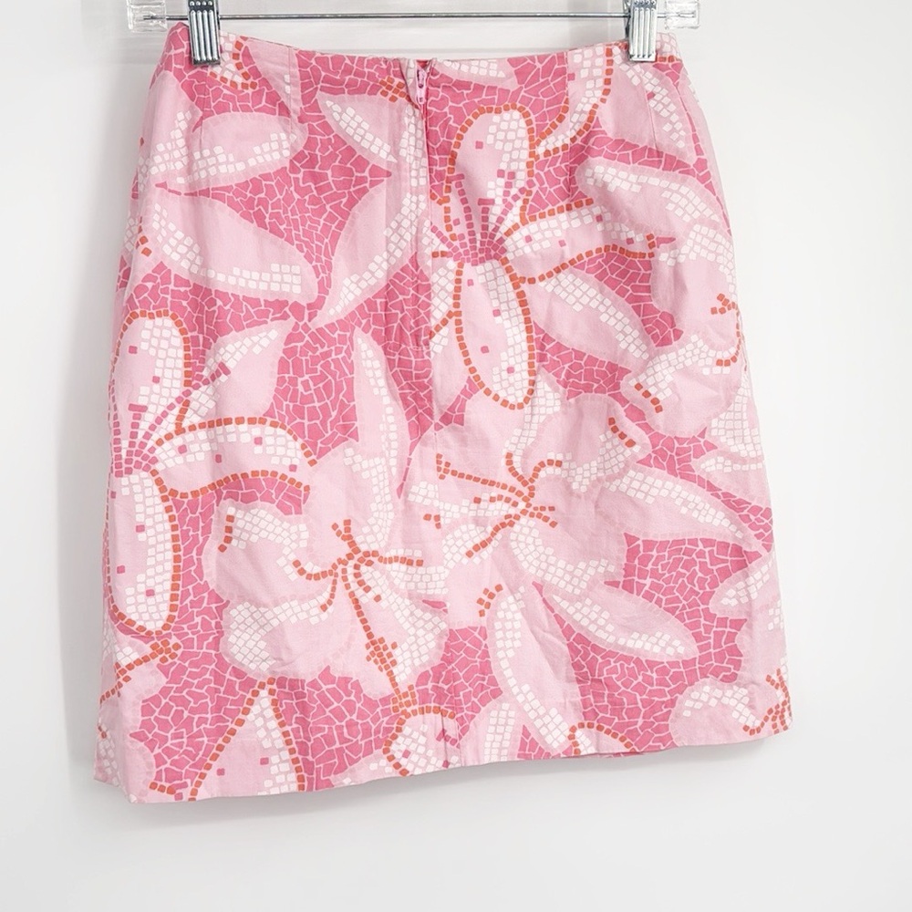 Lilly Pulitzer Vintage White Label Pink Mosaic Floral hibiscus Skirt size 4 - Picture 2 of 10
